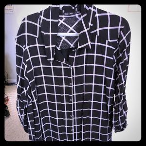 Mod Cloth Black/White Striped Shirt Dress